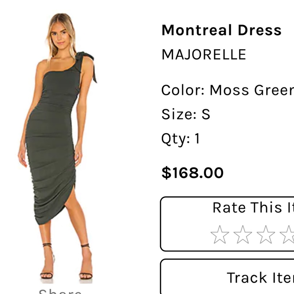 Majorelle Montreal Dress in moss green